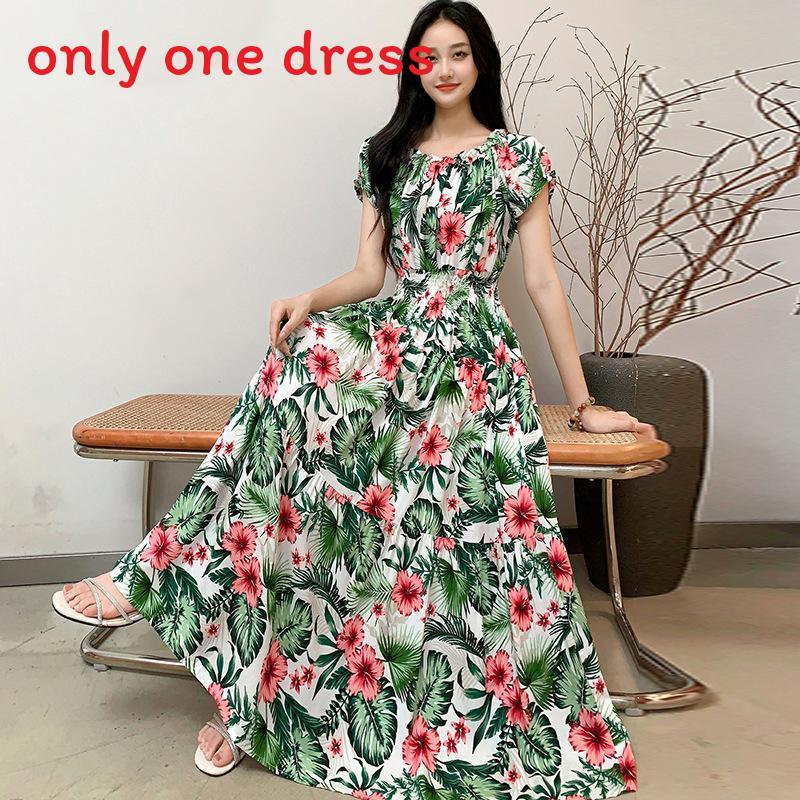 Bohemian Maxi Dress With Elastic Waist For Summer Beach Vacation And Artful Style