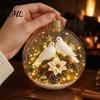 3D Holiday Character Figurines Christmas Faux Crystal Ball Hanging Ornaments with Warm LED Decorative Gift Souvenirs Lights, Luminous Tree Pendant for