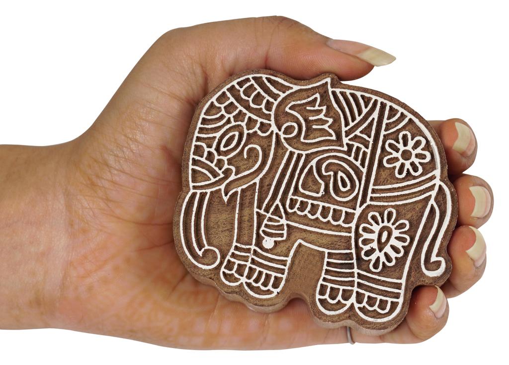 IBA Indianbeautifulart Textile Printing Block Indian Traditional Elephant Block Hand Carved Wooden Stamp