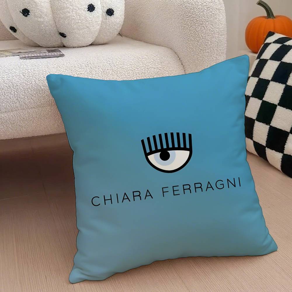 Hot Ferragnies Eyes C-Chiara Pillow Case Anti-dustmite Pillowcase Invisible Zipper Silky Short Plush Sofa Cushion Cover