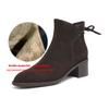Krazing Pot Cow Suede Nubuck Round Toe Thick Heels Chelsea Boots Size 42 Slip on Women Butterfly-knot Ankle Boots