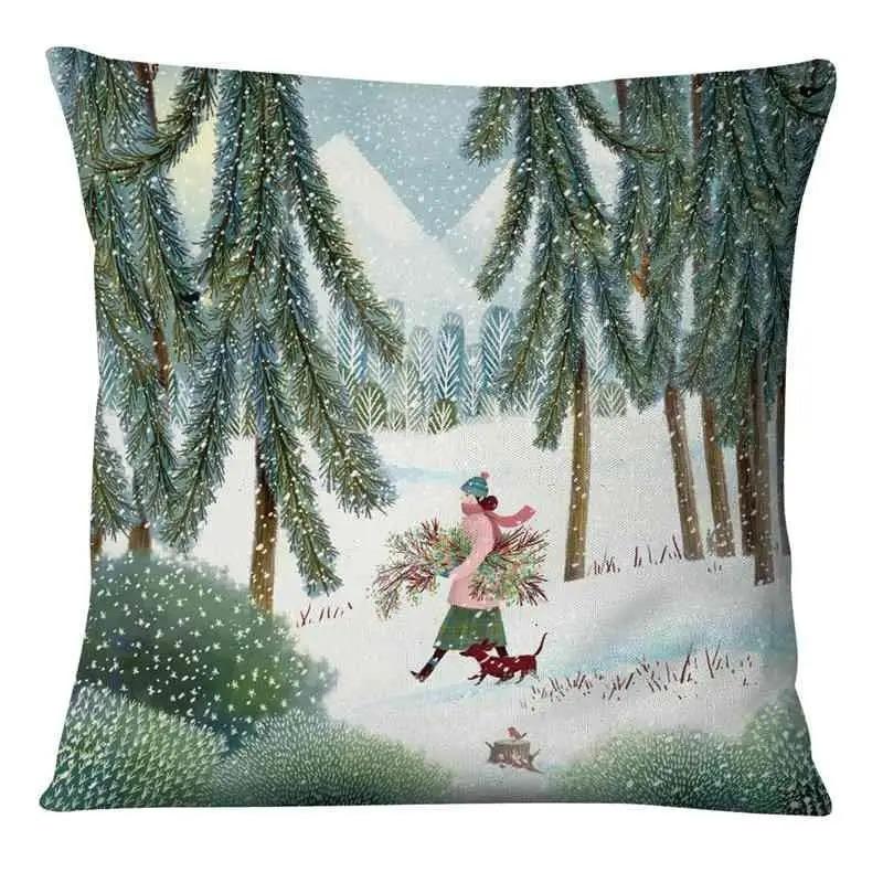 Лесной Арт Живопись Наволочка Автомобильные Украшения Офис Гостиная Дом Наволочка 40x40cm