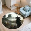 Japanese Samurai Pattern Round rug,Carpet Rug for Living Room Bedroom Sofa Playroom Decor,Non-slip Floor Mat,Holiday Gifts and Birthday Gifts