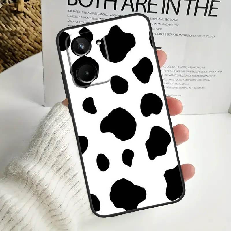White Black Cow Print For Realme GT7 Pro GT6 C75 C61 C67 C63 C71 C55 C51 C65 C53 10 11 12 13 14 15 Pro Plus Case
