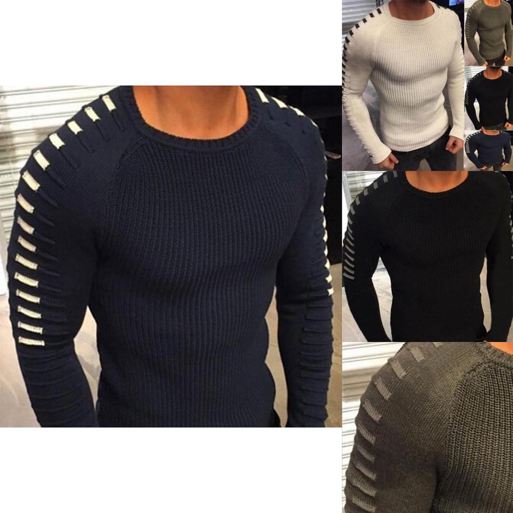 Premium Quality Fashion Men O-neck Knitting Sweater Long Sleeve Slim Fit Pullover Top