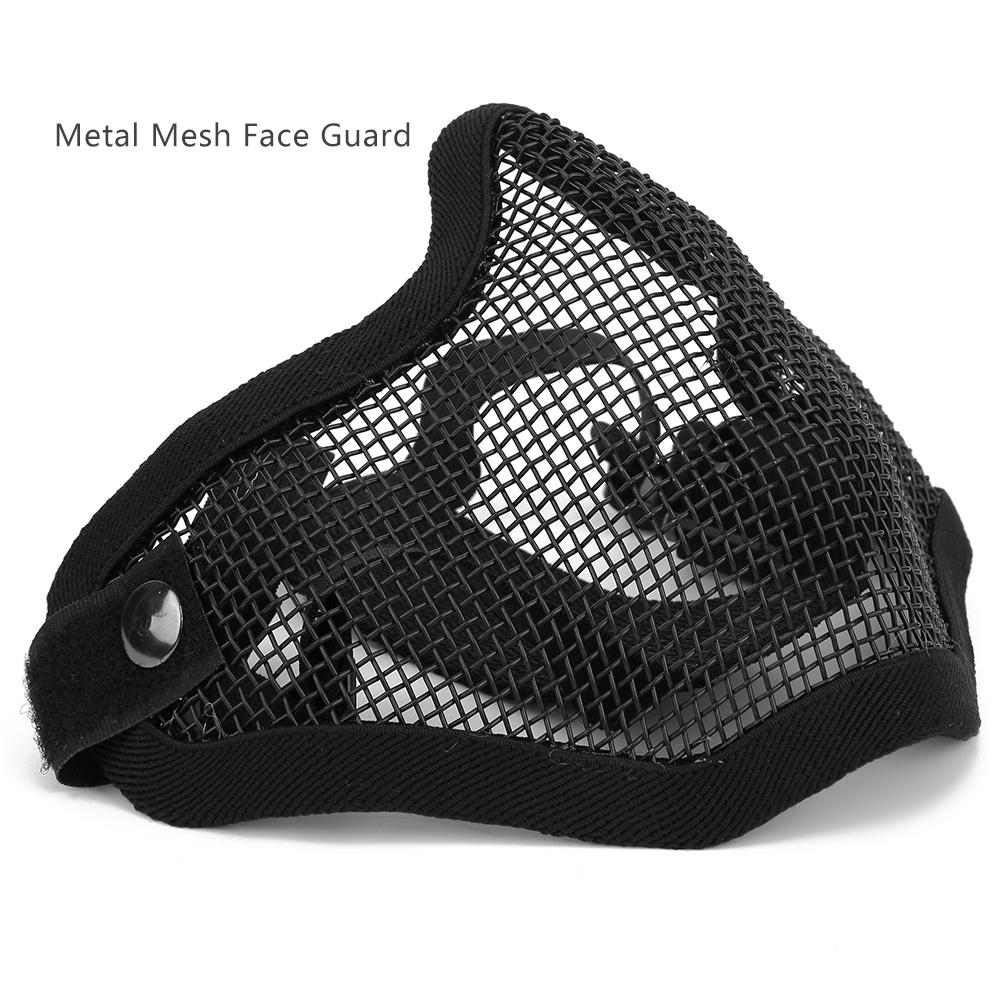 Maschera Facciale in Rete Metallica Tattica Mezza Copertura Pellicola Protettiva di Sicurezza Colore Puro Anti Sommossa CS(Nero )