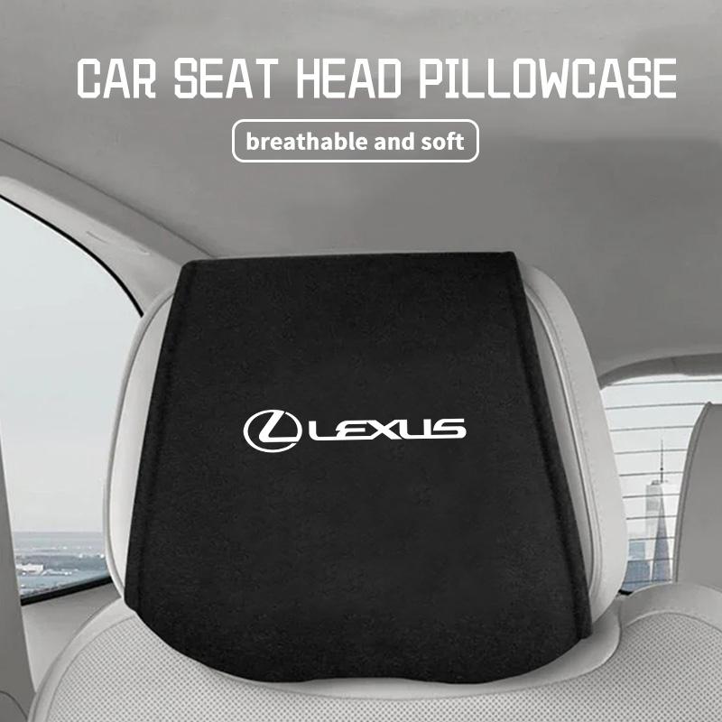 Car Logo Seat Headrest Cover Suede Perforated Pillowcase Pad For Lexus UX250h RX450h CT200h RX400h NX LX GC RX UX GX