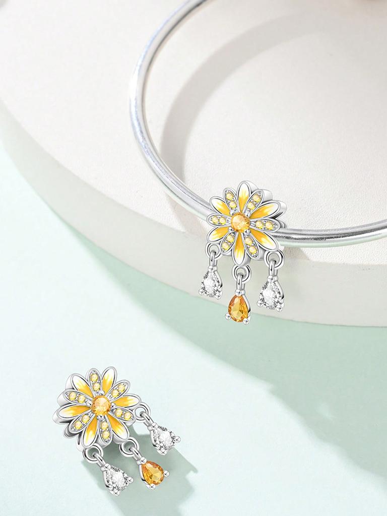 Charms Plata Copper Colors Daisy Cactus Flower Beads Charm Pendant For Original Bracelet For Women Diy Jewelry Love Gift