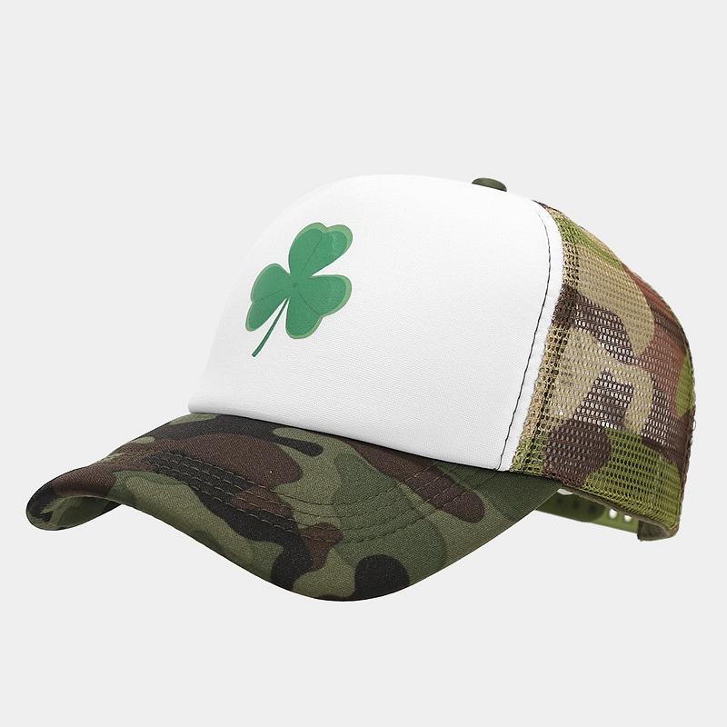 New Fashion Clover Pattern Truck Driver Hat Men's Summer Outdoor Sun Hats Women Breathable Sunscreen Mesh Baseball Cap Tide