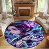 Demon Slayer Print Round Rug, Washable Floor Carpet, For Entryway Dorm Laundry Room Office Study, Home Decor Birthday Christmas Gift