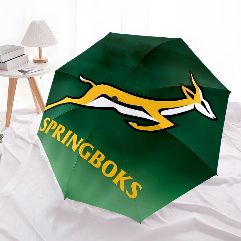 Springboks, Rugby Automatisches Öffnen und Schließen, 8-Rippen-Struktur Tragbarer Regenschirm, Geeignet für Männer und Frauen in allen Jahreszeiten, Perfektes Geschenk