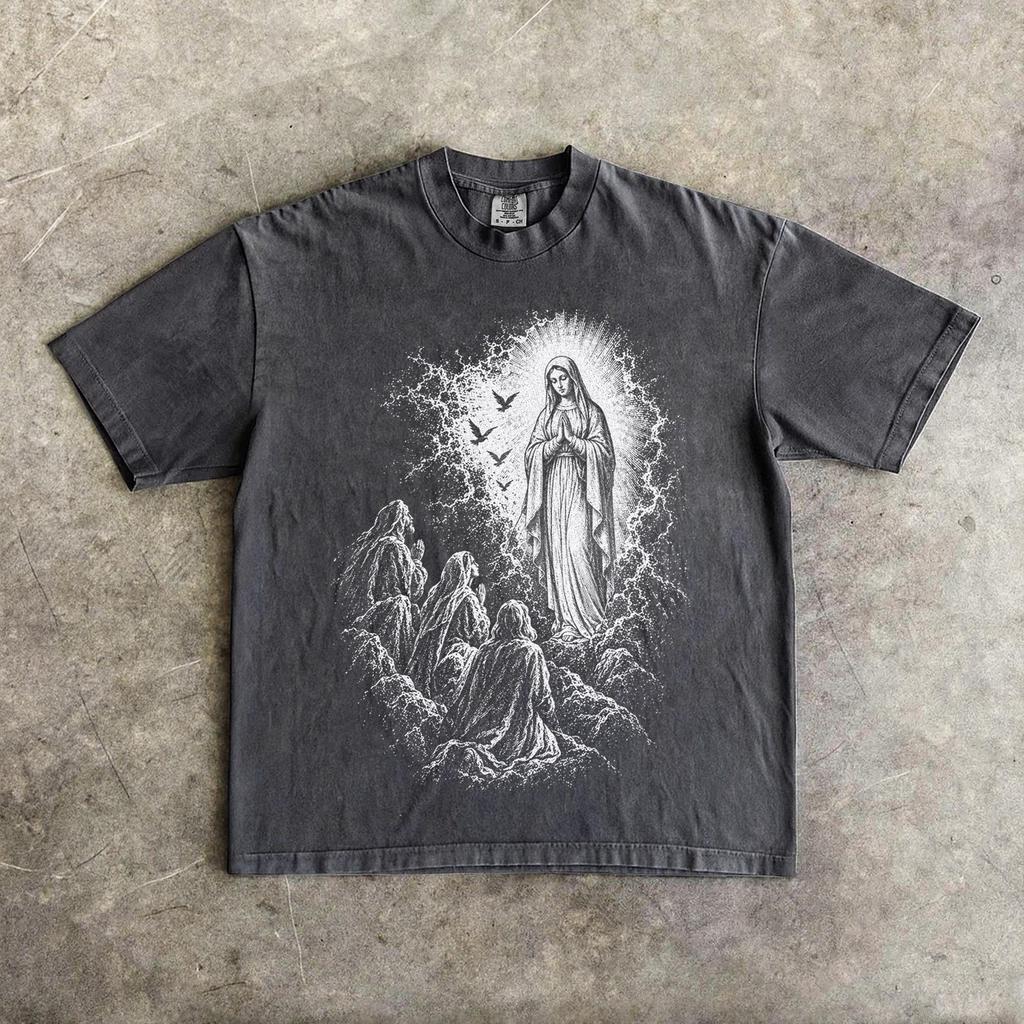 Gothic Virgin Mary Sacred Shirt, Vintage Religious Art T-Shirt, Dark Faith Graphic Tee