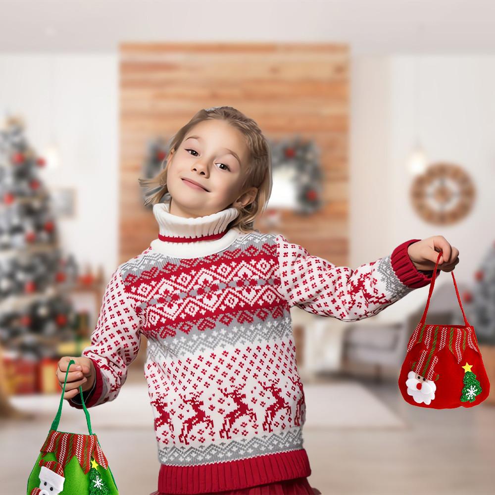 Festive Christmas Fabric Tote Bags With Adorable Santa Snowman And Styles Reindeer