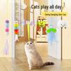 Kitten Door-Hanging Swing Teaser: Elastic Feather and Bell Toy for Self-Entertainment