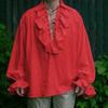 Vintage Herren Uni Langarmhemd mit gefalteten Puffärmeln