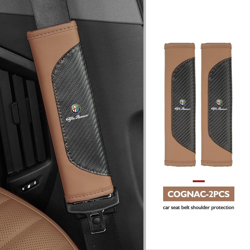 BQVLT1 Car Seat Belt Shoulder Cover Protection Pads Safety Belt Accessories For Alfa Romeo GT Stelvio F1 Brera Volante Tonale Gloria