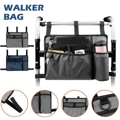 1Pc Walker Storage Bag with Cup Holder, Large Capacity Folding Organizer Pouch for Wheelchairs & Seniors