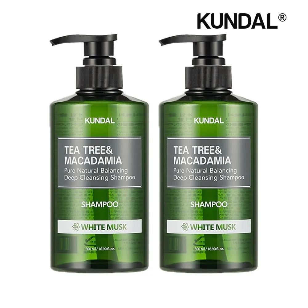 KUNDAL Tea Tree & Macadamia Deep Cleansing Shampoo for Oily Hair White Musk 500ml x2