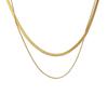 Gold Sliver Color Double Layer Snake and Bone Chain Stainless Steel Necklace For Womne