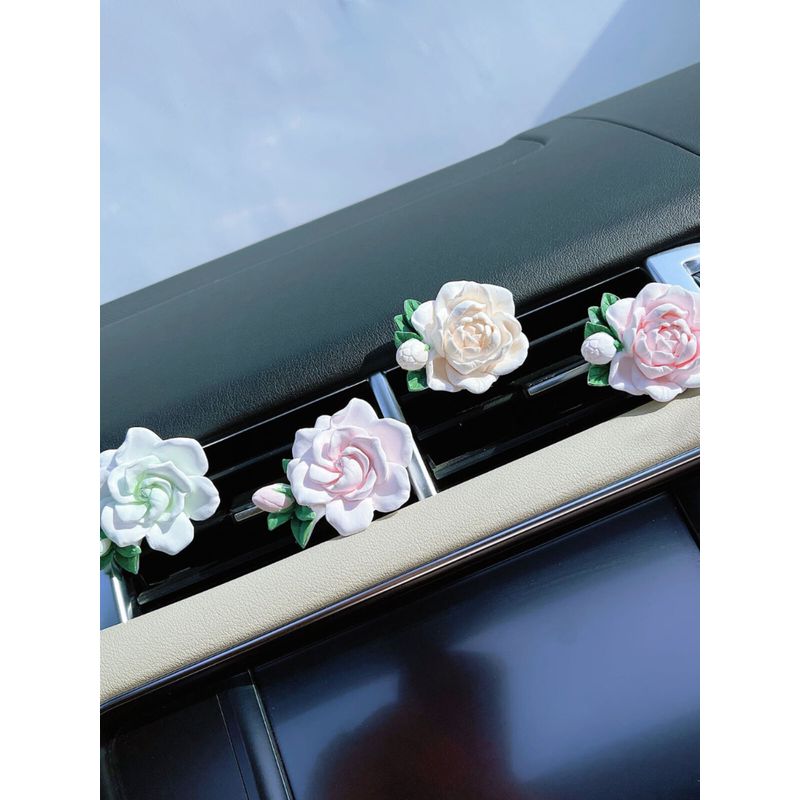 Jasmine Car Air Freshener for Air Conditioning Vent, Gardenia Car Perfume Decoration, Flower Aroma Diffuser Stone