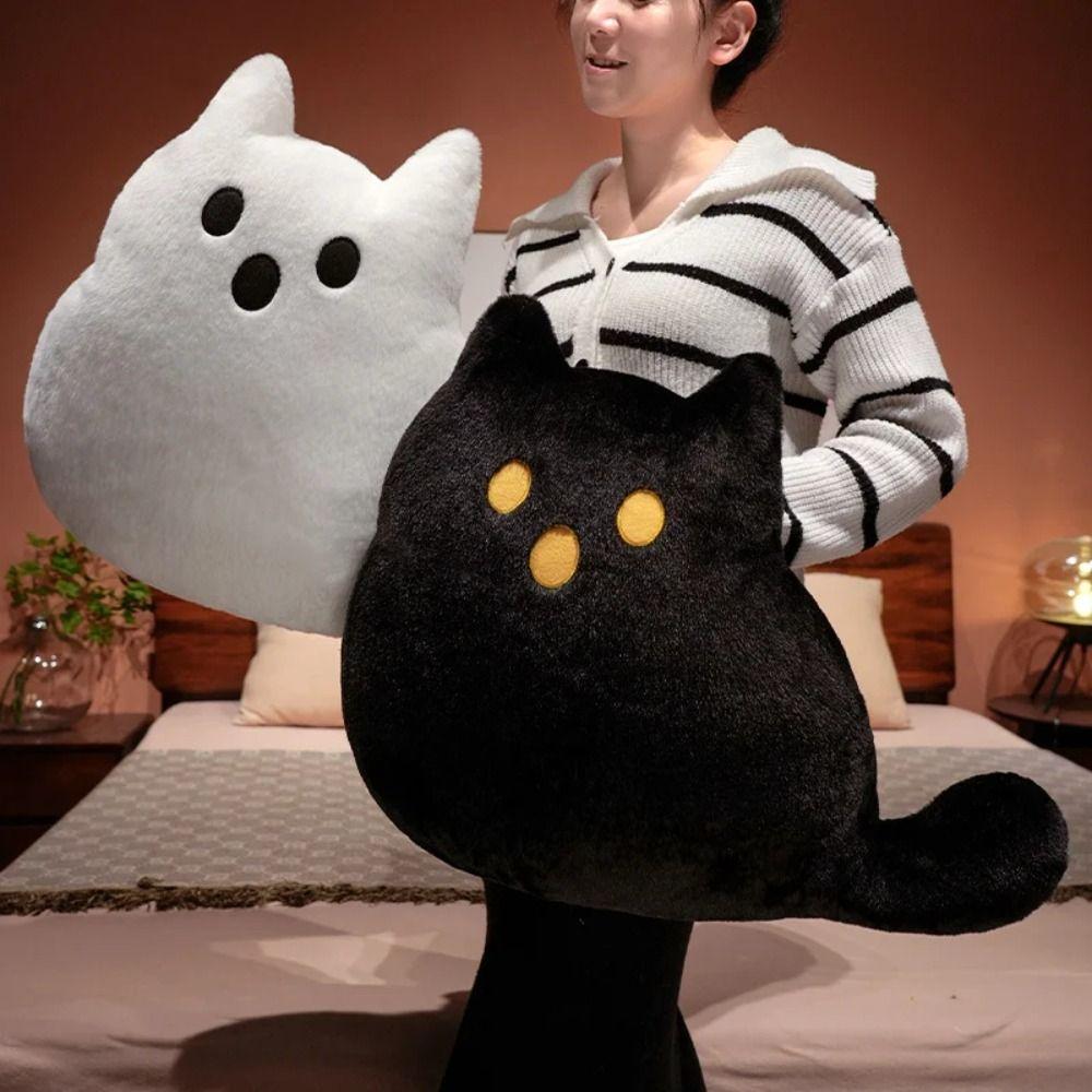 Halloween Style White Cat Plush Pillow PP Cotton Black Cat Plush Doll  Children Girl