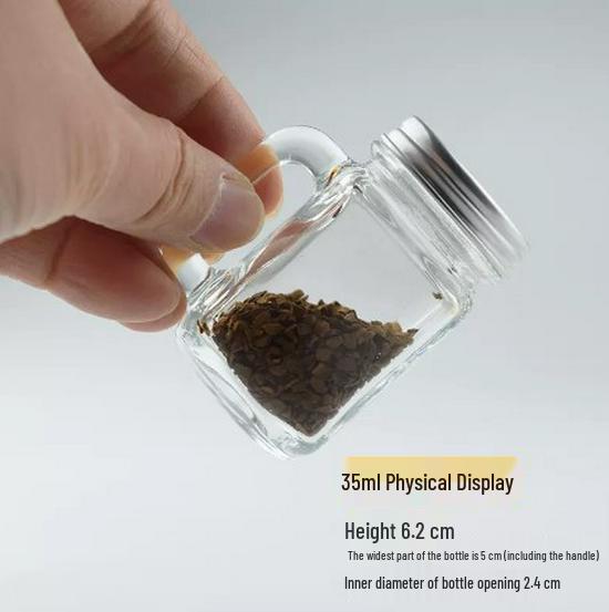

35ml Mini Coffee Dispensing Bottle and 120ml Gold Glass Bean Storage Bottle with Handles