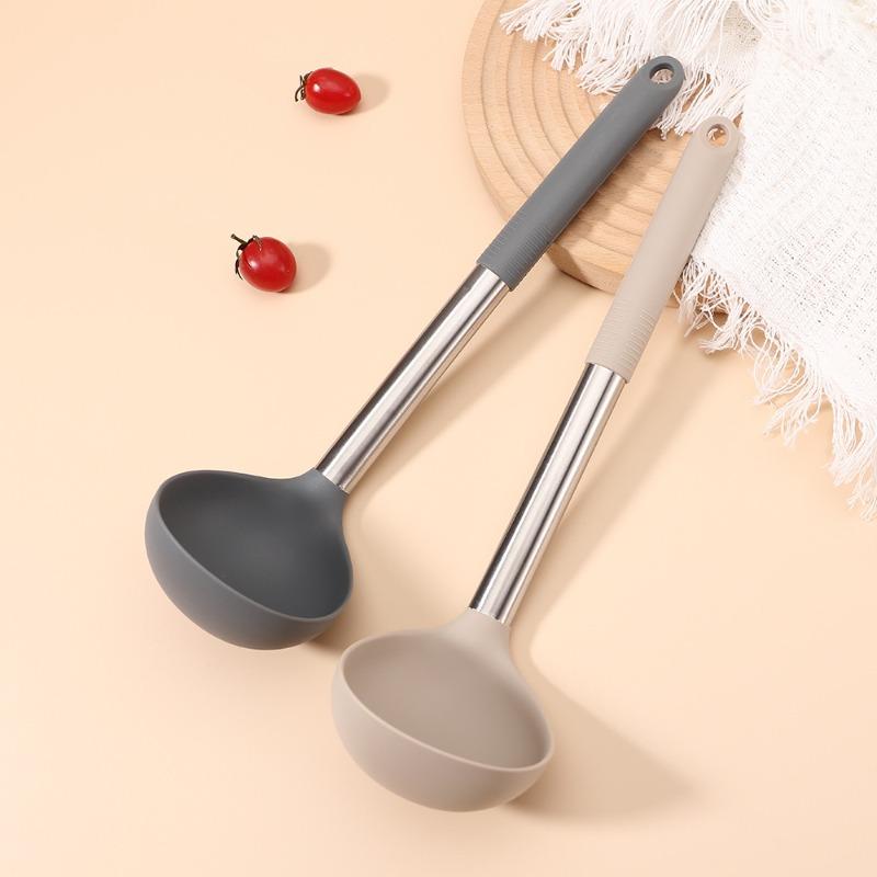 New Stainless Steel Silicone Tail Cover Kitchen Utensils Soup Spoons Reusable Kitchen Soup Tools Portable Kitchen Accessories