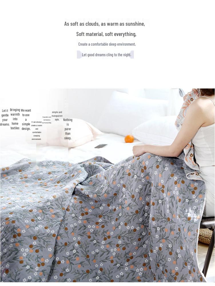 2021 Cotton Lace Four-Layer Gauze Quilt: Summer Nap Blanket & Bedspread