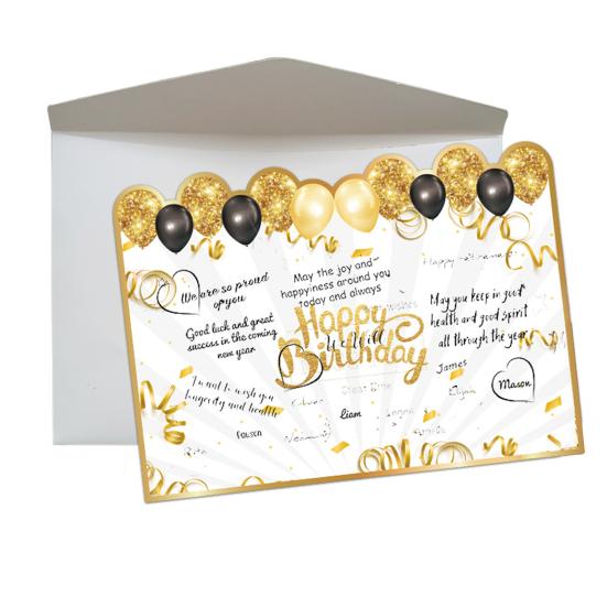 Großes Geburtstagsgästebuch Grußkarte für Männer Frauen, Schwarz Gold Alles Gute zum Geburtstag Gästeschildbuch für Geburtstagsfeier Zubehör