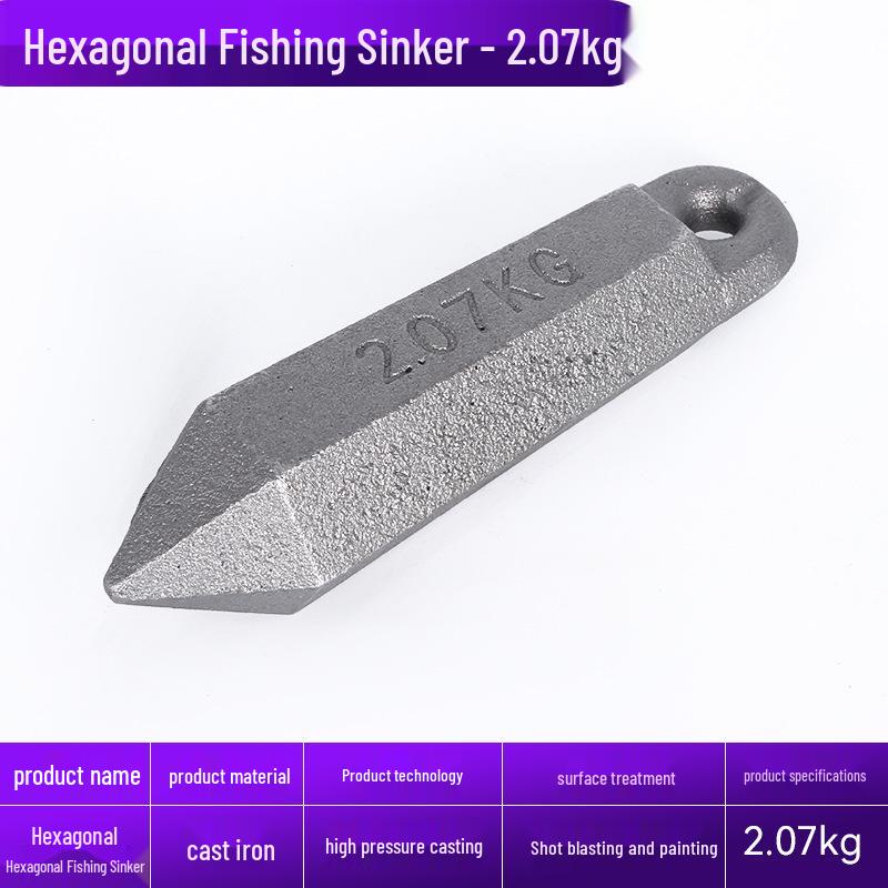 Eco-Friendly Hexagonal Long-Casting Iron Sinker with Hanging Ring for Sea Fishing