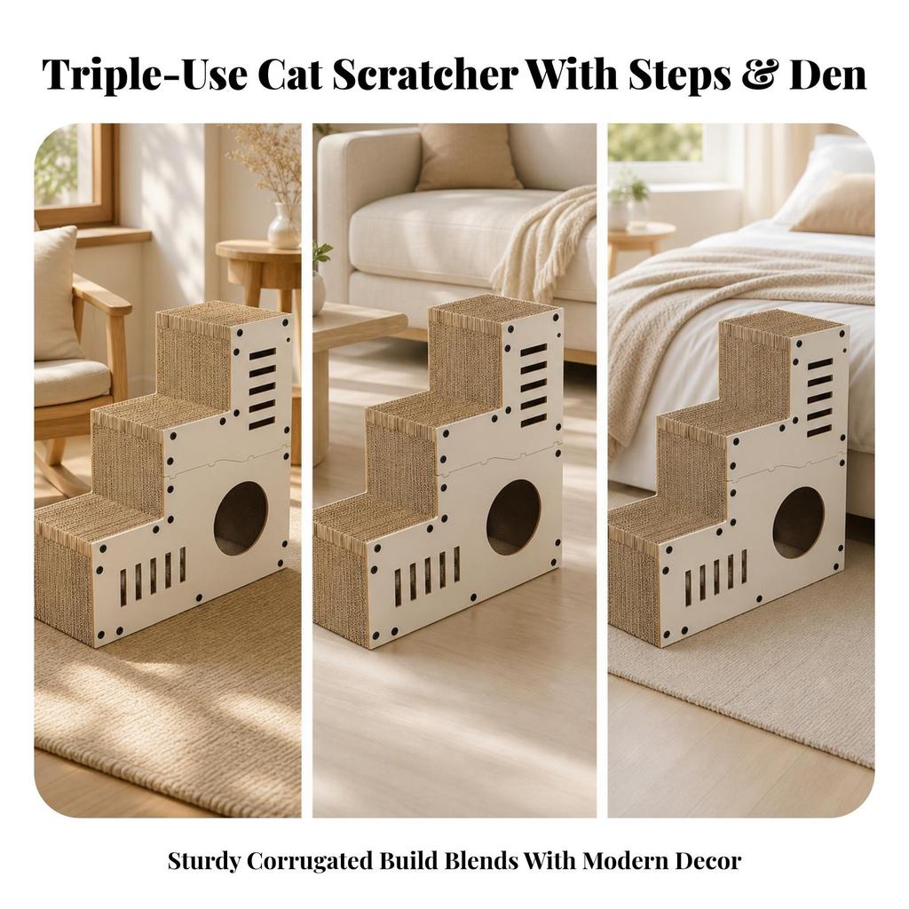 Cardboard Cat House Multi-Level Condo Replaceable for Cats