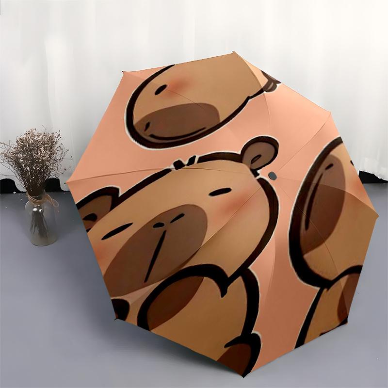 Capybara Themed Travel Umbrella-8 Ribs Automatic Opening and Closing, Portable Folding Design, Compact and Stylish Umbrella Suitable for Out