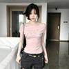 Korean Premium Sense Slant Shoulder Short Sleeve T-Shirt Women's Summer Letter Printing Design Sense Off Shoulder Tee Waist Spice Girl Top