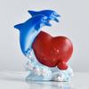 Dolphin Figurine Collectible Tabletop Resin Dolphin Statue Heart Dolphin Ornament Valentine's Day Gift for Women Wife Girlfriend