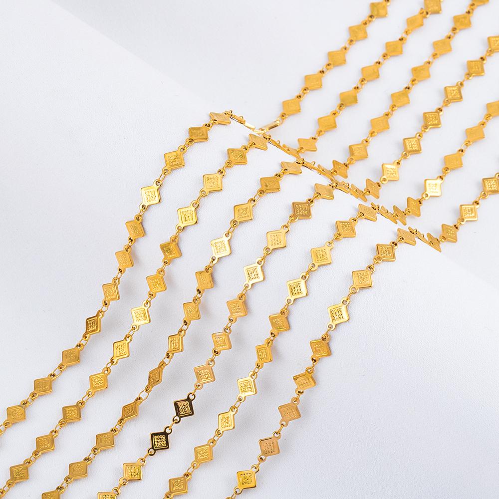0.5M 1M Geometry Striped Square Necklace Chain Stainless Steel Circle Link Chains DIY Women Bracelets Jewelry Making Body Chain