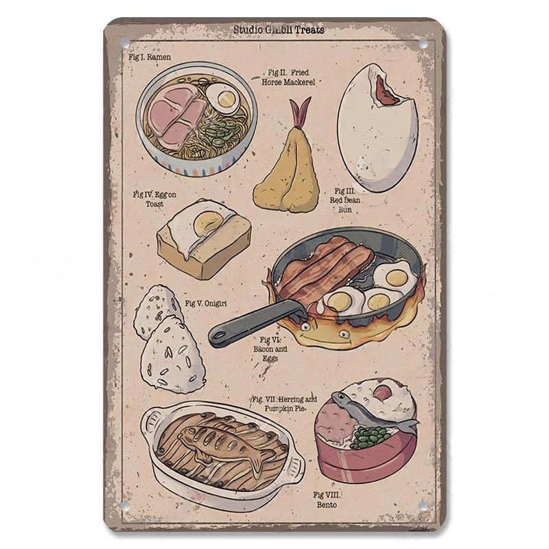 Metal Tin Signs Japanese Foods Vintage Posters Decor Plaque Ramen Beer Metal Plates Wall Decor for Bar Kitchen Restaurant