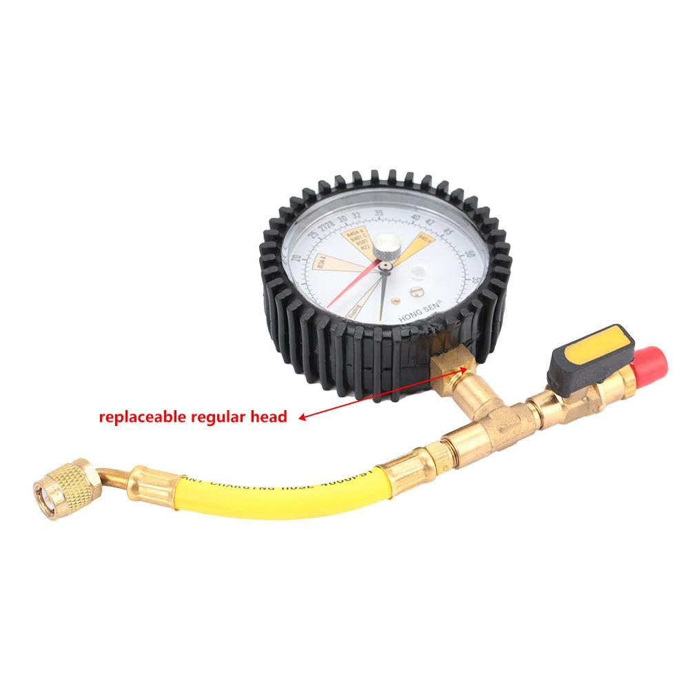 Pomya Pressure Gauge, Nitrogen Measurement Compression Gauge, Suitable for R134a, R22, R407C, and R410A Refrigeration Equipment