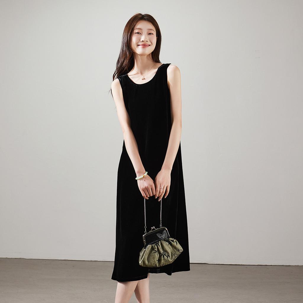 100% Mulberry Silk Velvet Vest Dress