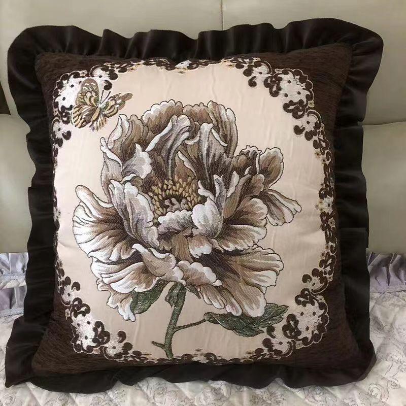 

Вышитая подушка Офисная подушка Подушка для дивана в гостиной Автомобильная подушка с наполнителем Съемная и моющаяся 48*48CM