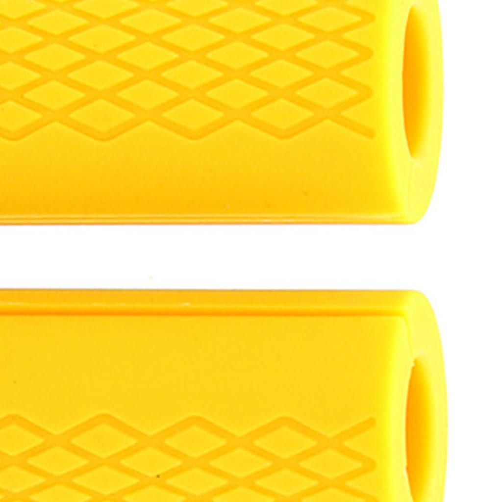 2Pcs Silicone Barbell Grips Prevent Slip Thick Bar Dumbbell Grips for Weightlifting Muscle Growth Hands Stress Relieve Yellow