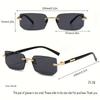 Chic Square Rimless Fashion Glasses for Women, Metal Hinge, Perfect for & Party