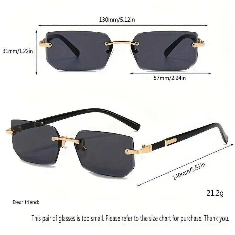 Chic Square Rimless Fashion Glasses for Women, Metal Hinge, Perfect for & Party