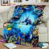 Cartoon Underwater World 3D Seabed Illusion Blanket,soft Throw Blanket for Home Bedroom Bed Sofa Picnic Office Cover Blanket Kid