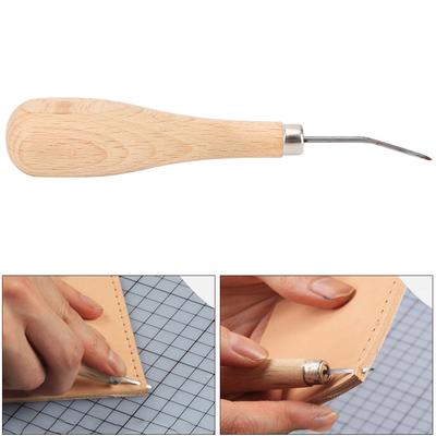 Leather Awl Set Steel Cone Punching with Beech Handle Diamond Round Tip for Leather Punching Stitching Tool for Belts Wallets