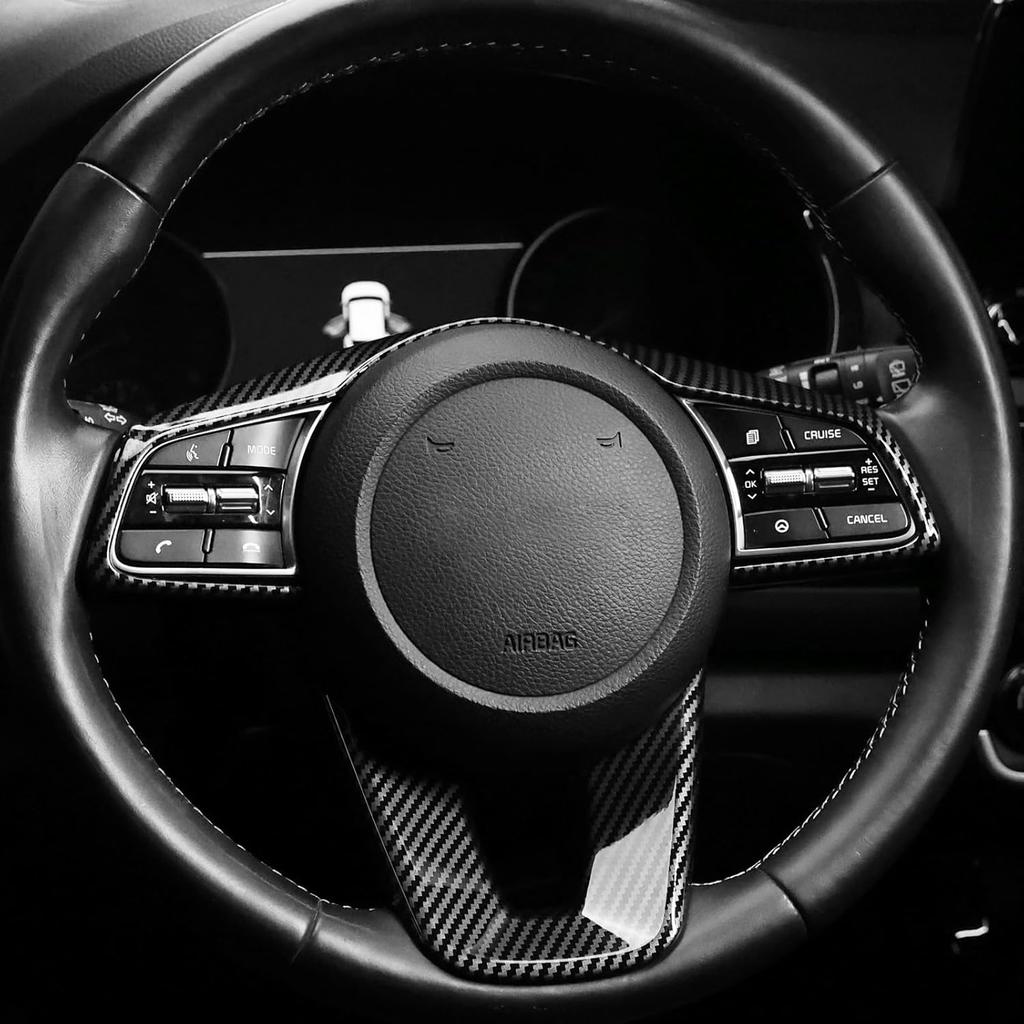 YOUTOOCAR Steering Wheel Cover Trim Compatible with Kia Seltos 2021-2023 Accessories (Carbon Fiber Pattern)