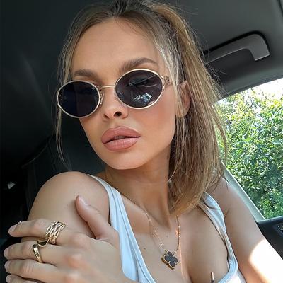 Tide Marka Güneş Gözlüğü Oval Oyuk Güneş Gözlüğü Kadın Retro Spice Girl Gözlükleri İçbükey Şekil UV Koruması
