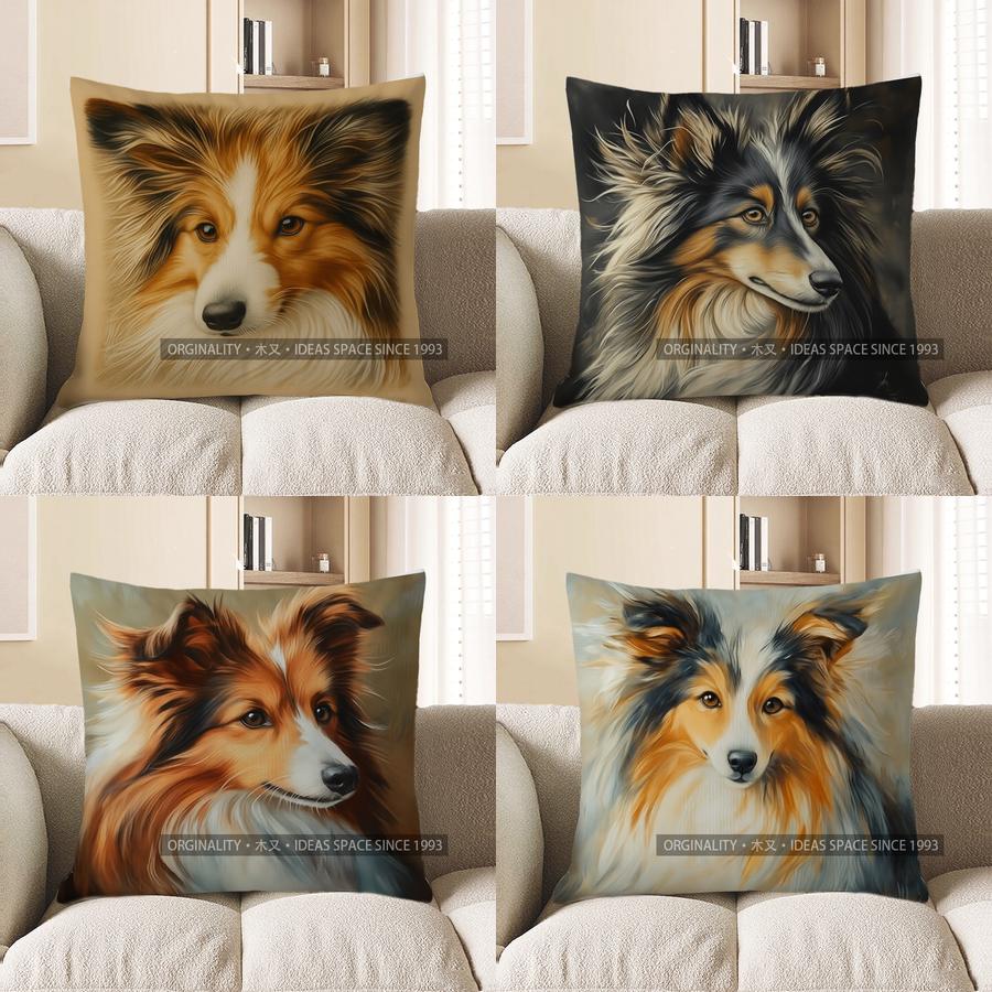Kissenbezug mit niedlichem Collie-Muster für Zuhause – geeignet für Sofa, Schlafzimmer oder Auto