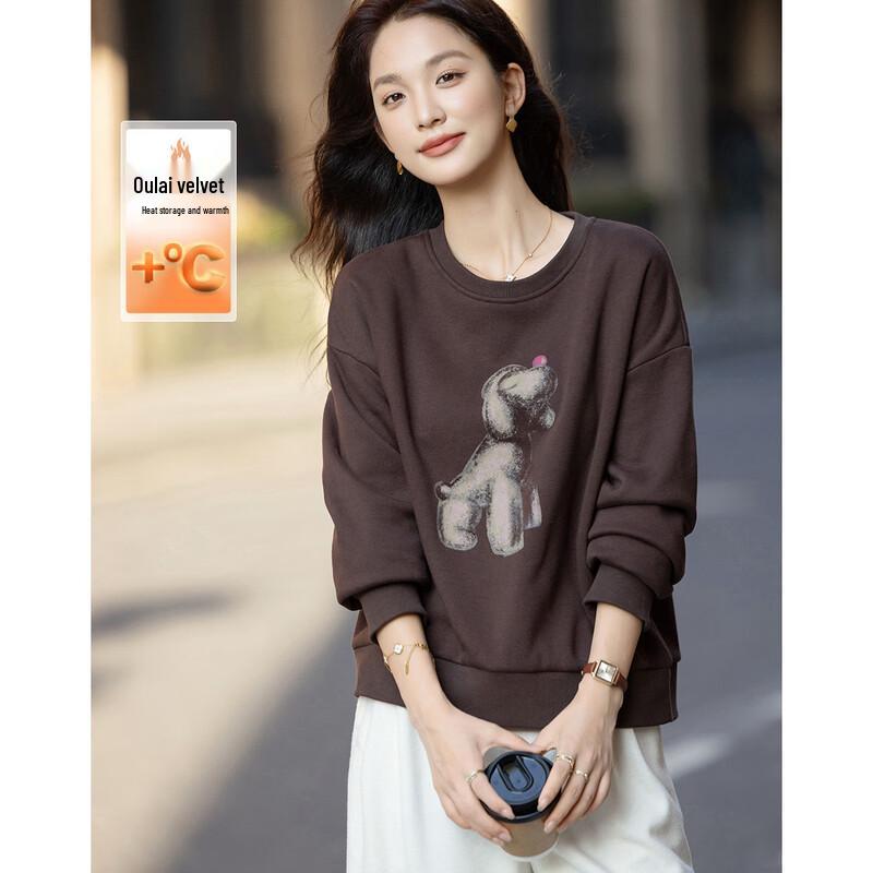 Demana Women s Flocked Print Fleece Sweatshirt M