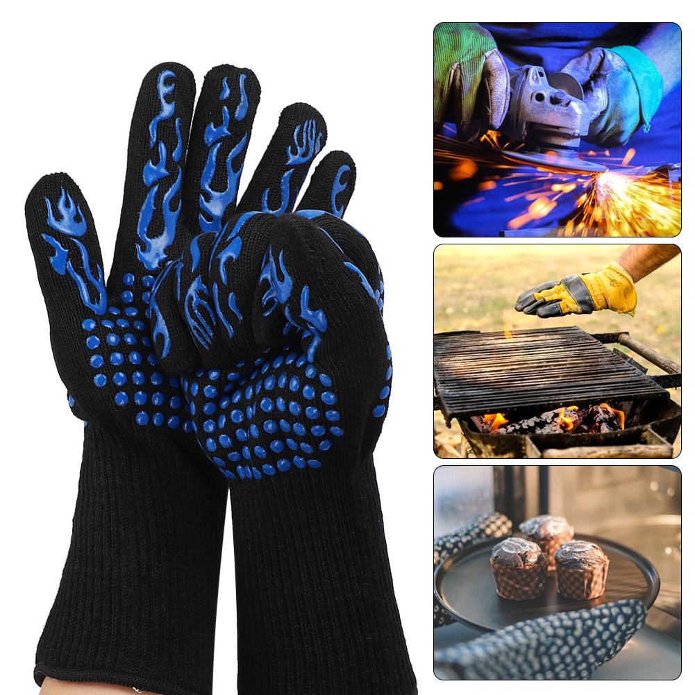 800 Grad Celsius  1482 Grad F Hitzebeständige Brandschutzhandschuhe Flammhemmend Rutschfest für Mikrowellenherd BBQ Backen l
