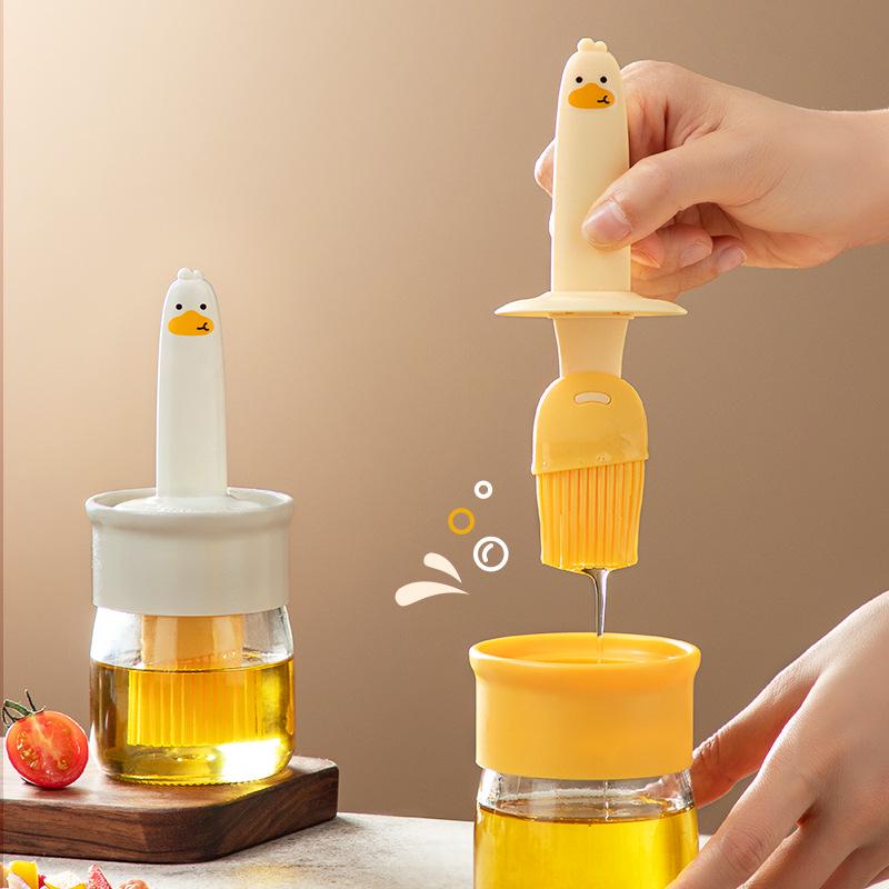 Silicone Oil Brush with High-Temperature Resistant Glass Bottle for Kitchen and BBQ.